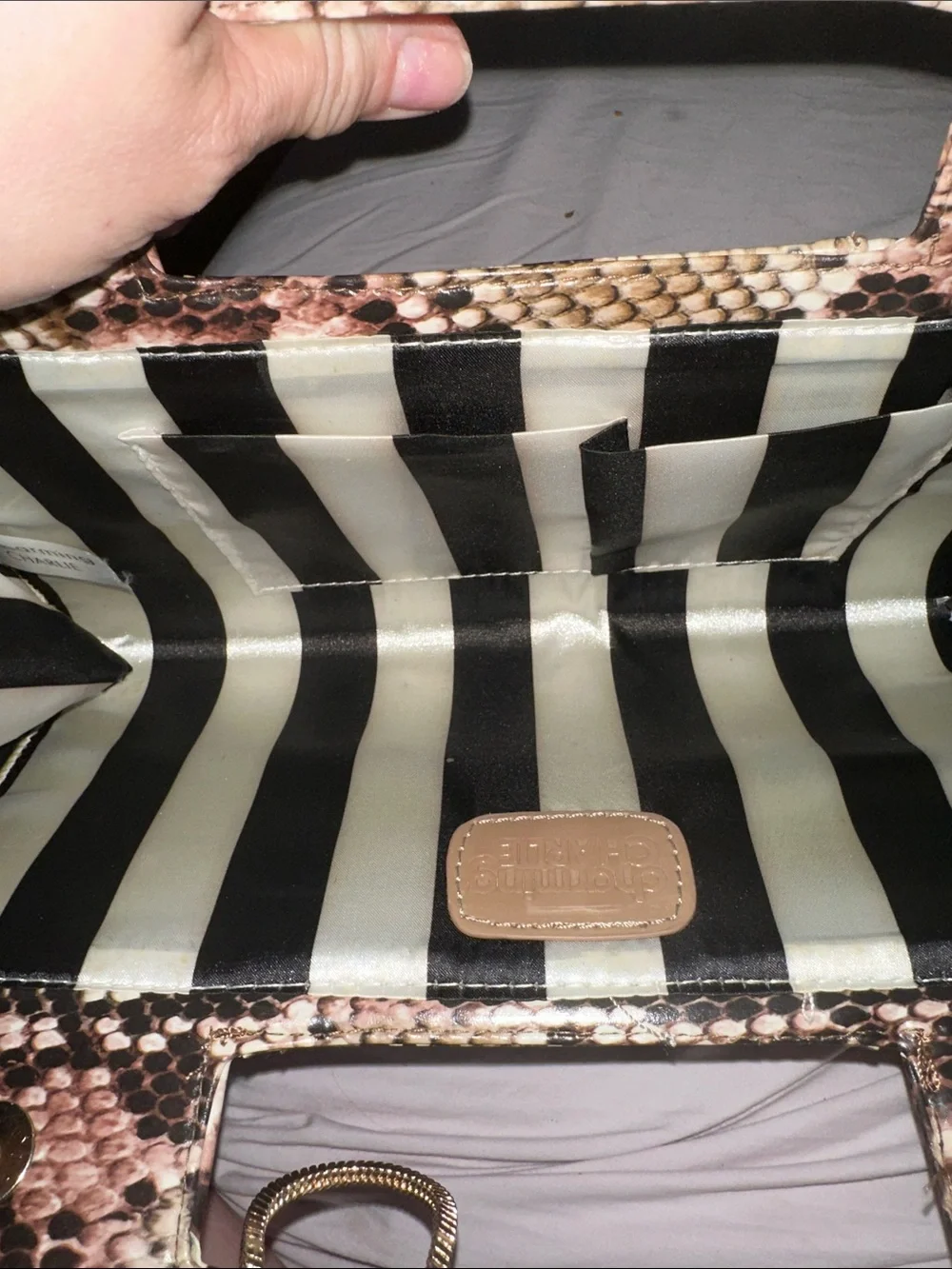 NWOT Charming Charlie Snake-Print Clutch in Brown and Black cute 🥰